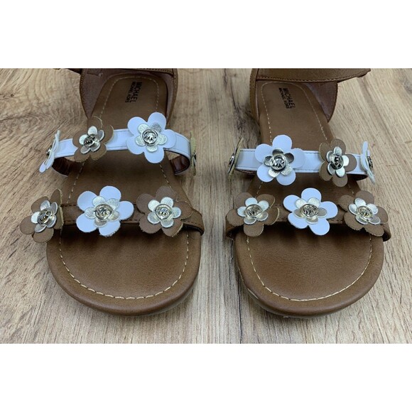 Michael Kors Toddler Girl Sandals Size 5 Brown Hook Loop Closure Casual Open Toe - Picture 6 of 16